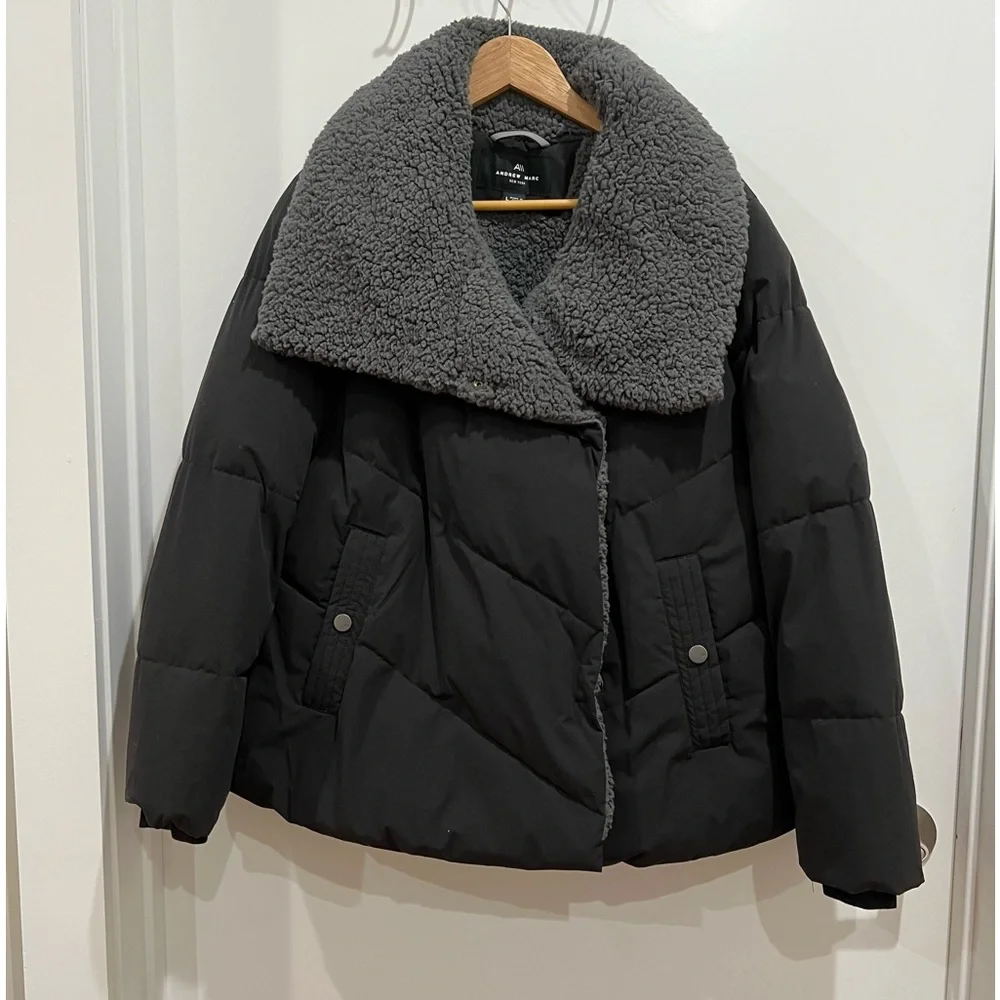 Andrew Marc Valencia Water Resistant Faux Shearling Lined Puffer Jacket - Picture 5 of 7